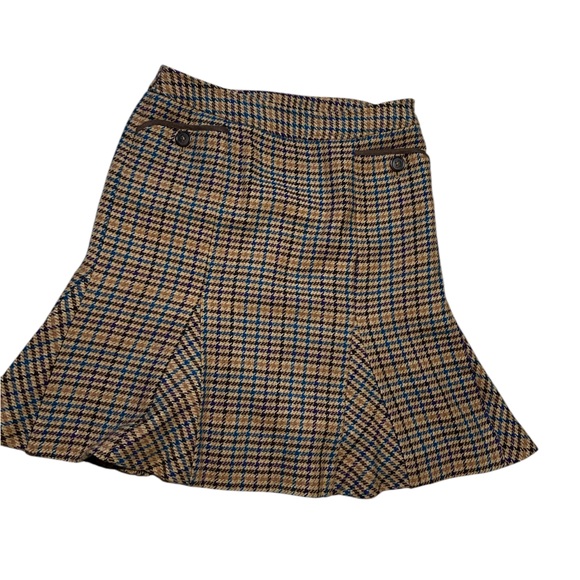 DKNY Wool blend - Brown Plaid A-Line Skirt small - Picture 11 of 14